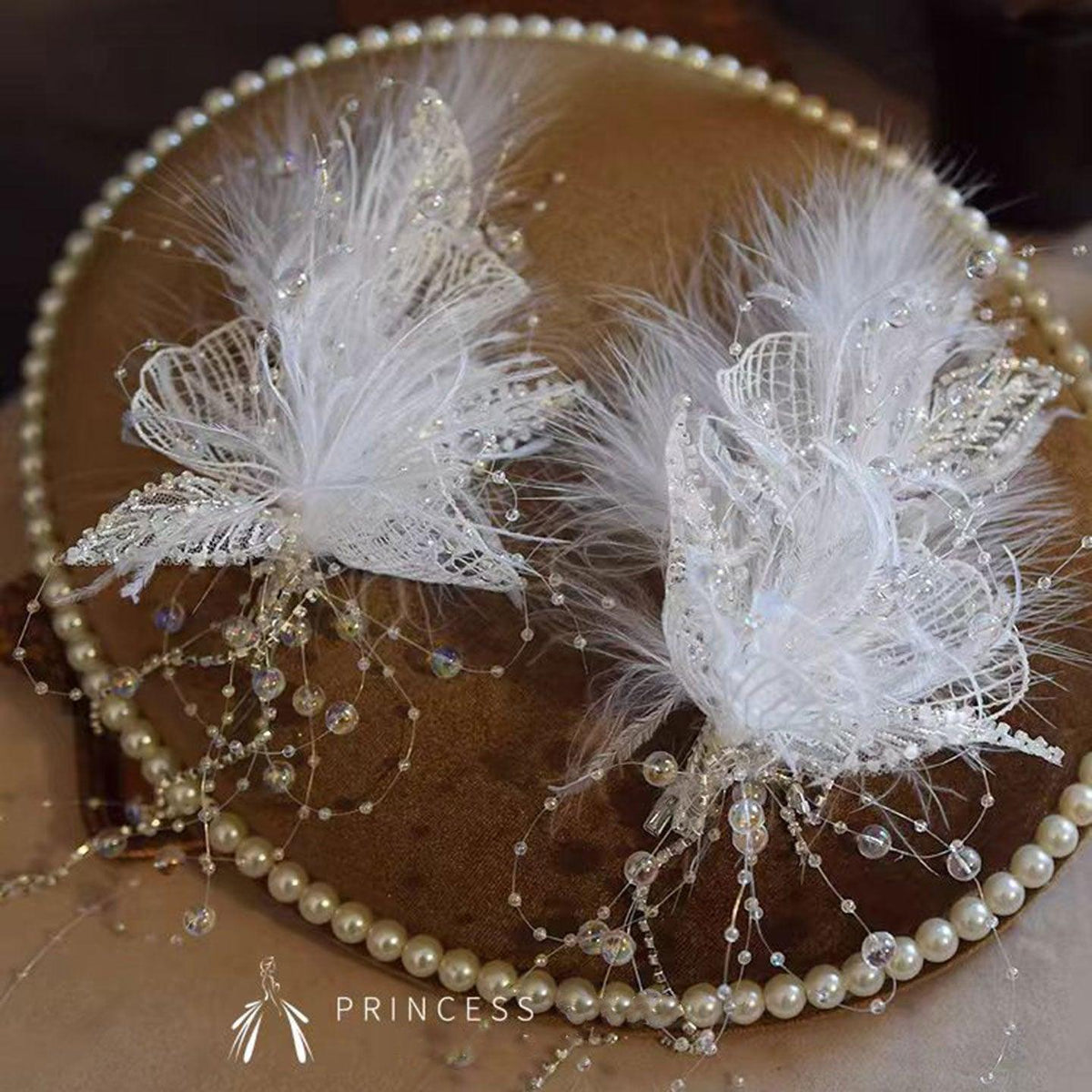 Jill Wish Headgear Princess Hairpin Feather Clip fairy Head Flower for Birthday wedding pageant party J501 - Jill Wish